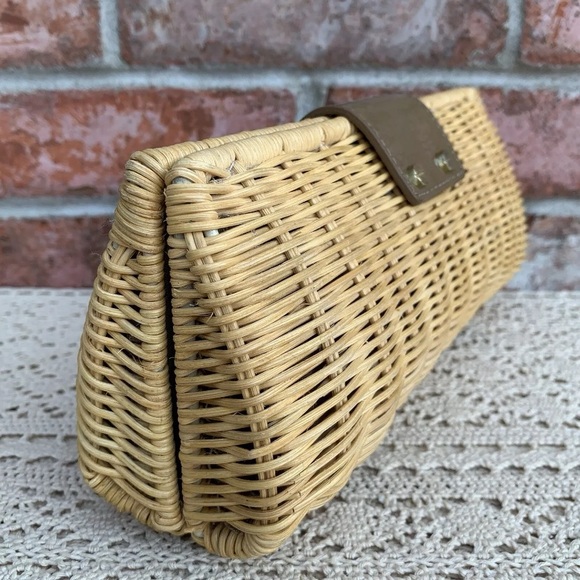 J Crew Wicker Straw Rattan Clutch Handbag - Picture 5 of 16